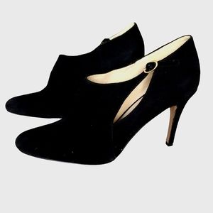 Nine west black suede leather high heel shooties size 9 1/2 M